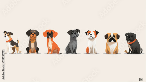 Cute dogs doodle illustration in the style of colorful animation stills © peera