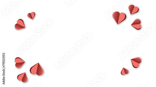 Valentine day background vector illustration with red paper realistic hearts for valentine day design, valentine day celebration, invitation, party, decoration, greetings isolated on white background