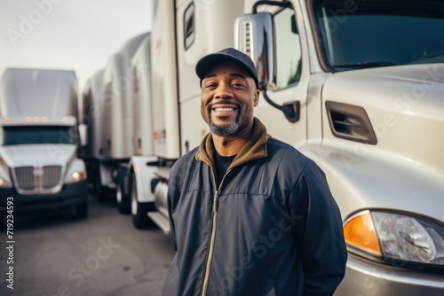 Smiling portrait of a middle aged male truck driver