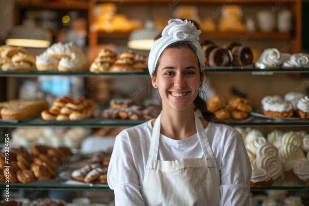 Portrait of a female pastry shop owner