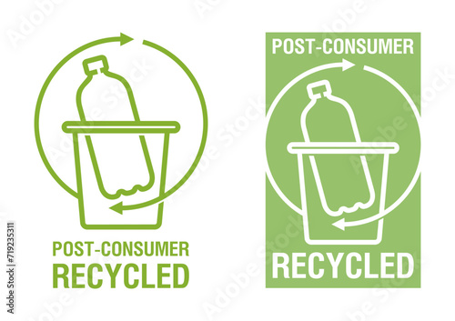 Post-consumer recycled material vector badge