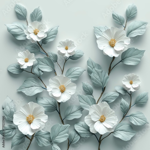 Abstract Art Background Wallpaper Flowers Leaves, 3d illustration