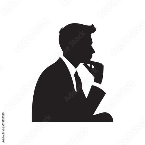 Reflective Reverie: Person Thinking Silhouettes Engaging in a Reflective Dance of Intellectual Musings - Person Thinking Illustration - Person Thinking Vector - Person Silhouette
