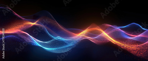 Colorful Wave of Light on Black Background. Generative AI.