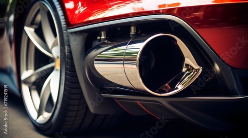 Modern sports car s two exhaust pipes