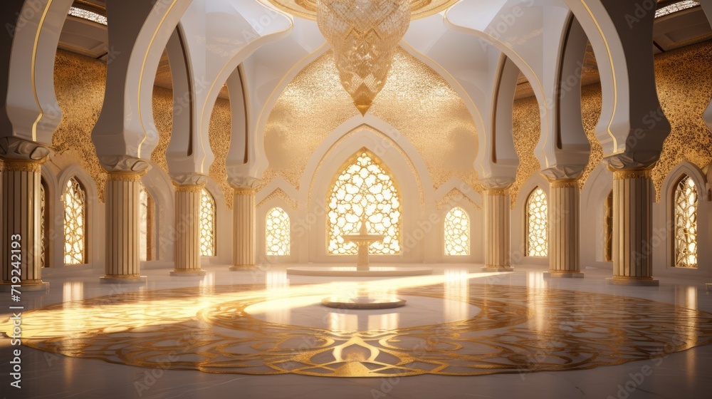 Fototapeta premium Ramadan Luxury Islamic Mosque Indoor Gold Background