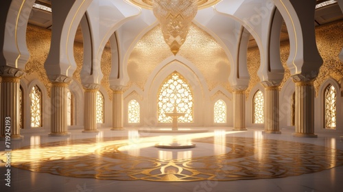 Ramadan Luxury Islamic Mosque Indoor Gold Background