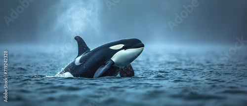 wallpaper of a orcas under water,	
 photo