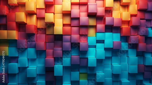 The background is made up of 3d blocks