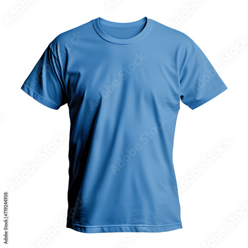 Blue t shirt round neck plain transparent background