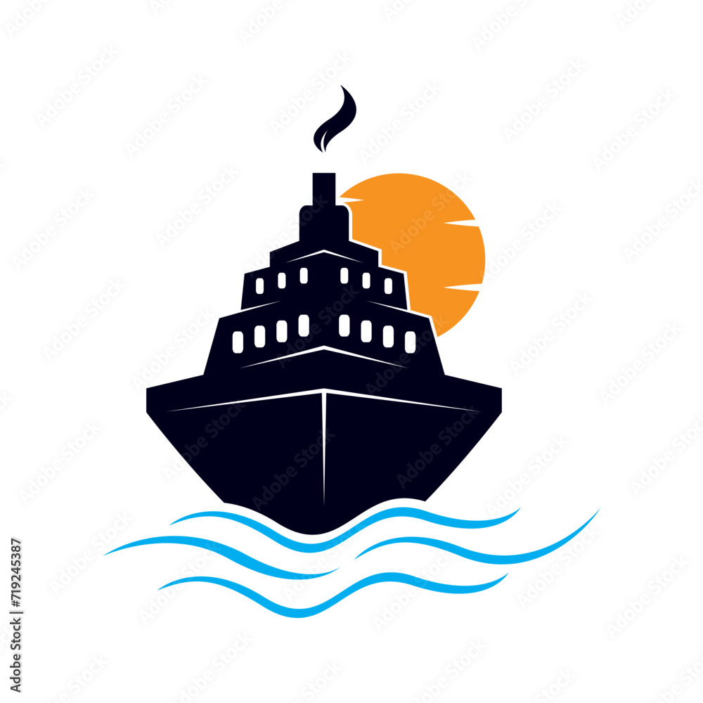 cruise ship logo design vector