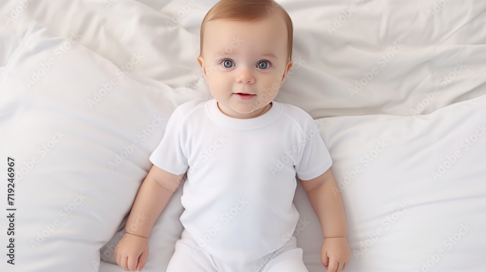 Newborn baby in a white suit. Neural network AI generated art Newborn baby in a white suit. Neural network AI generated art