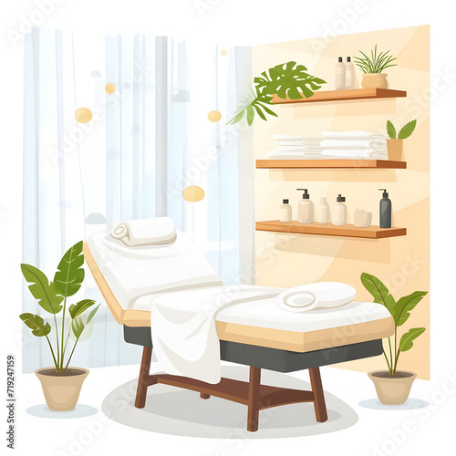 Spa treatment room isolated on white background  simple style  png 