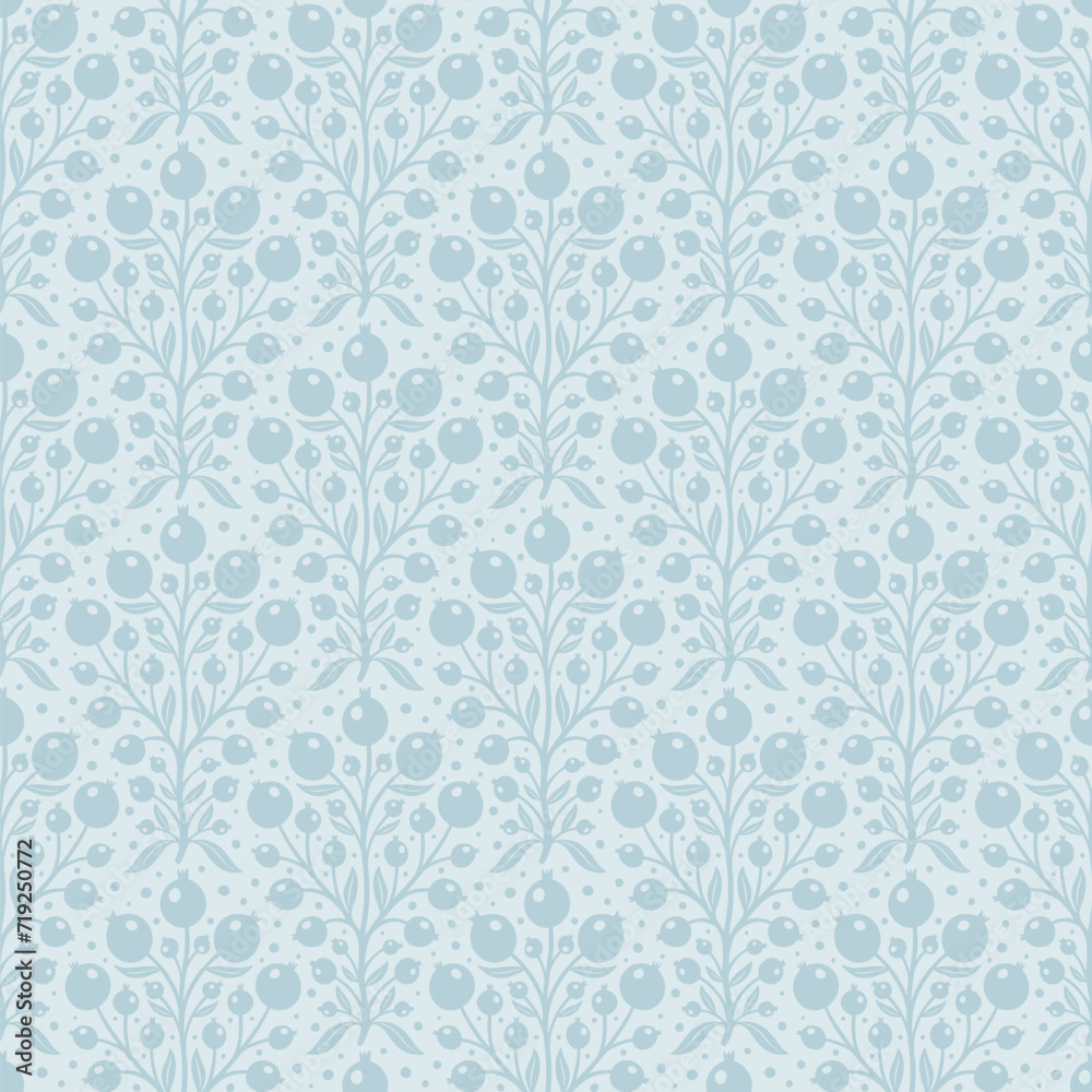 Hand drawn decorative doodle berries seamless pattern, silhouette scandinavian simple flower texture Hand drawn decorative doodle berries seamless pattern, silhouette scandinavian simple flower texture