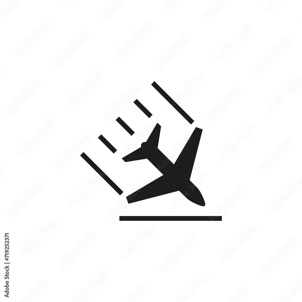 Airplane crash icon. Plane crash symbol.
