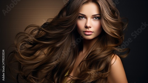The perfect image of a beautiful brown-haired girl. The perfect image of a beautiful brown-haired girl. Feminine image of natural beauty. Illustration for beauty and fashion magazine.
