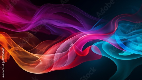 Smoke that is abstract and colorful on a black background.