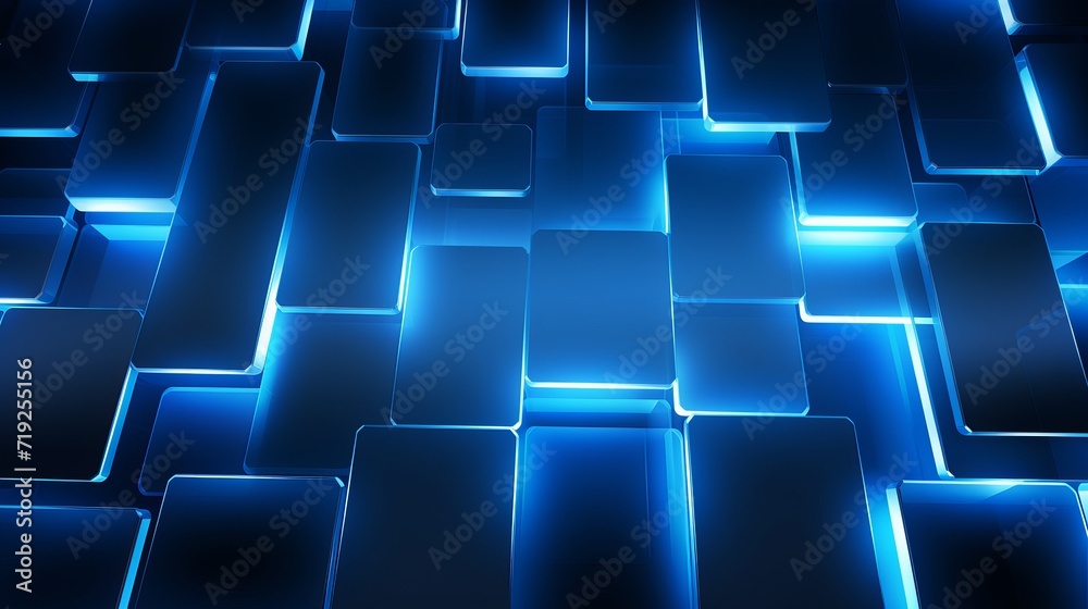 The background is blue and has a glowing blue light in a square shape. The background is blue and has a glowing blue light in a square shape.