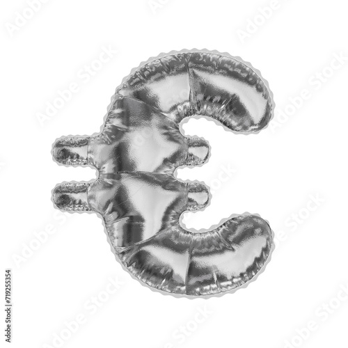 3D reflective silver metallic helium balloon "euro" € symbol 
