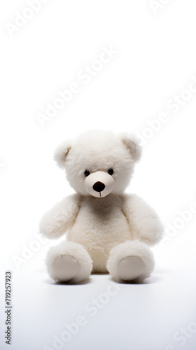 Brown teddy bear. Plain white background. © Moon Project