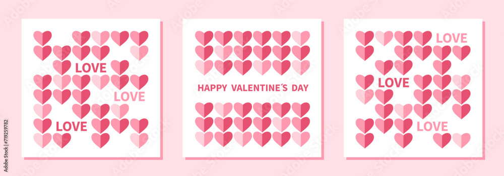 Happy Valentines Day. Background in modern geometric style for cards, posters, decoration, Valentines card. Vector illustration.