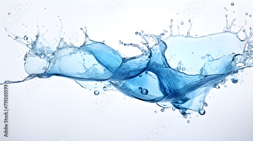 ater splashes and drops isolated on white background. Abstract background with blue water, water splash element with white backgroundAI generated photo