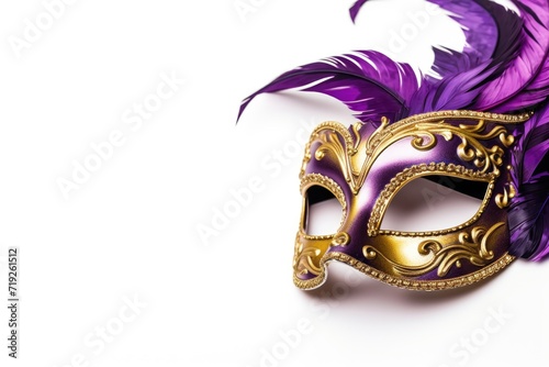 Mardi gras mask on white background with copy space for advertiser