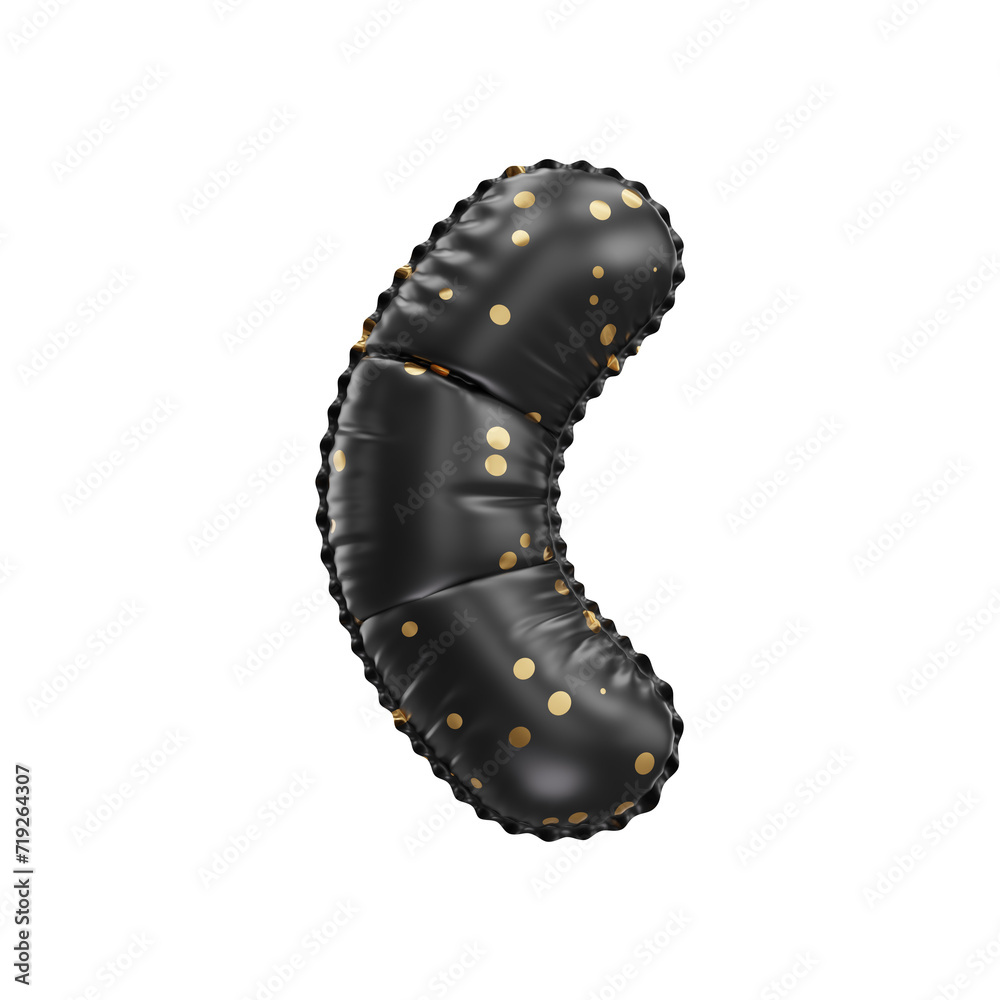 3D black helium balloon with golden polka dot pattern 3D black helium balloon with golden polka dot pattern