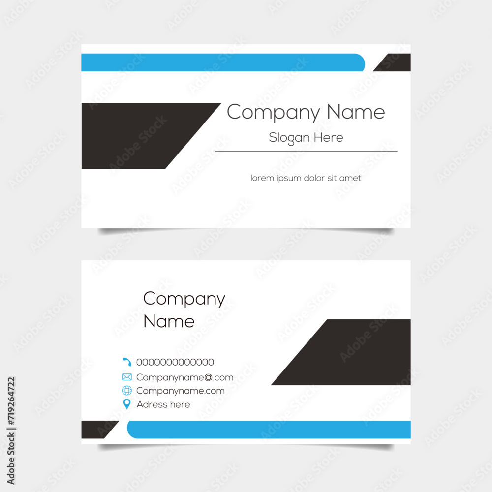 PrintVector abstract business card background design. Modern business name card layout design for print. Blue background vector template