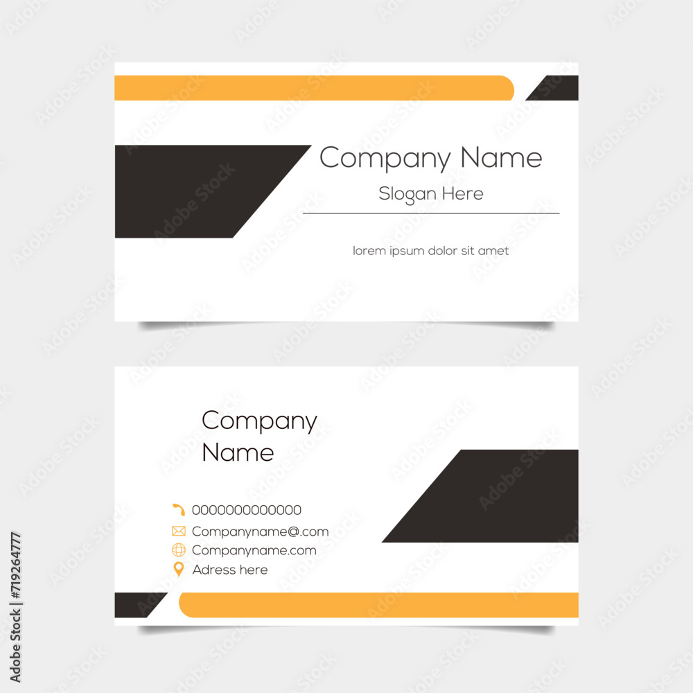Vector abstract business card background design. Modern business name card layout design for print. Yellow background vector template