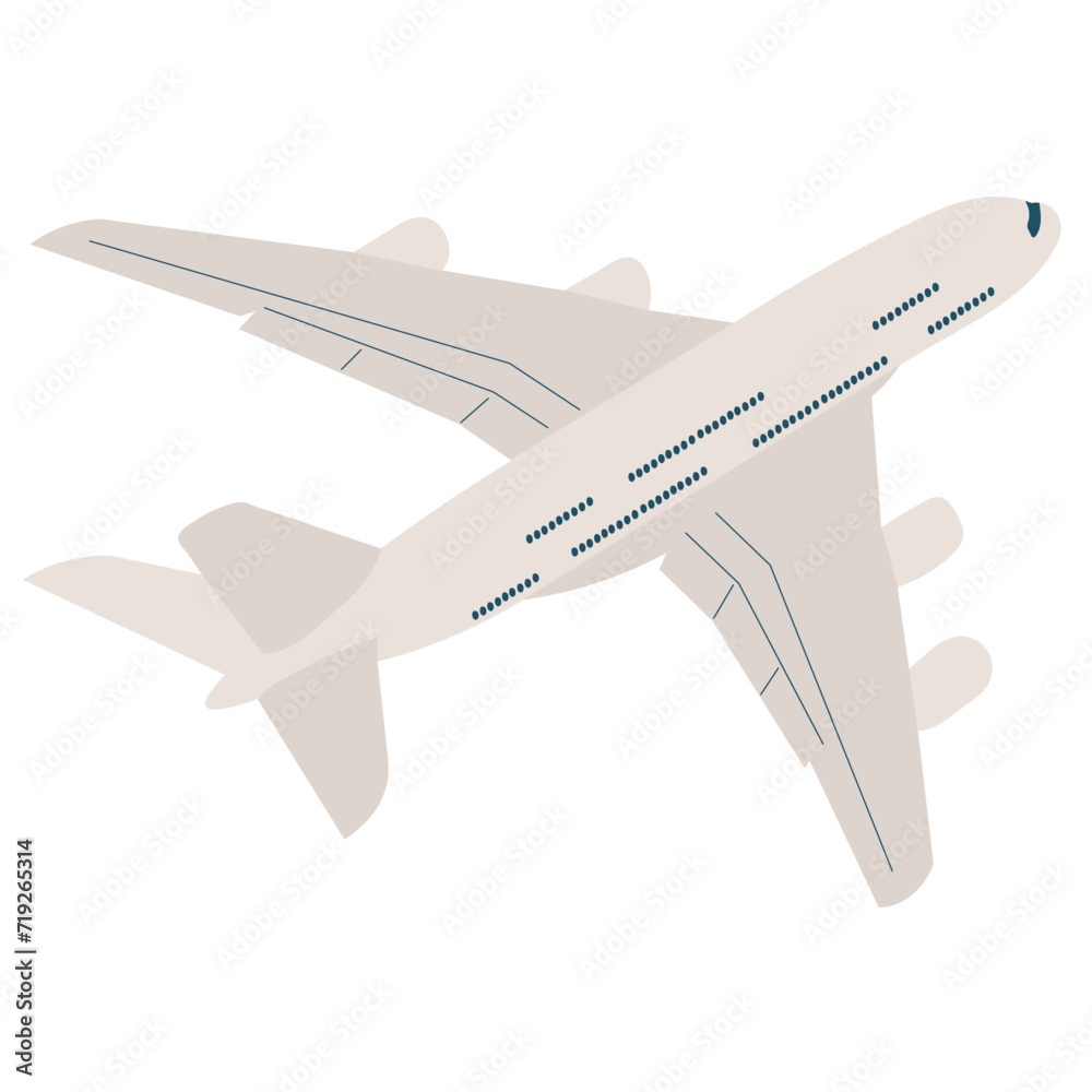 flying airplane top view in flat style flying airplane top view in flat style