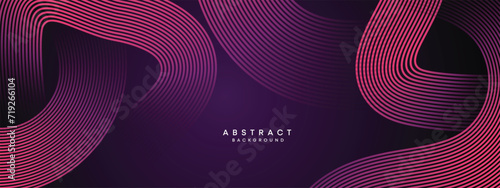 Abstract Dark Purple and Pink Waving circles lines Technology Background. gradient with glowing lines shiny geometric shape and diagonal, for brochure, cover, poster, banner, website, header