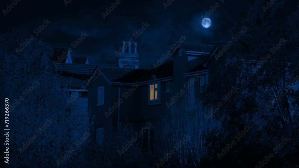 Houses Under Moon With Light On Or Off In Bedroom
Houses Under Moon With Light On Or Off In Bedroom