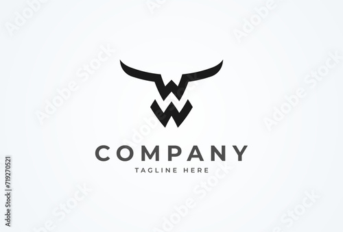 Initial W horn Logo, minimalist letter W with horn design logo, vector illustration