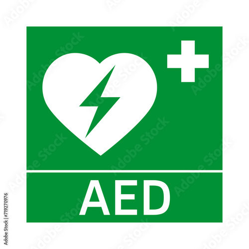 Aed emergency defibrillator aed icon. photo