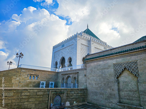 The Mausoleum of Mohammed V is a historical building located on the opposite side of the Hassan Tower in Rabat, Morocco. photo