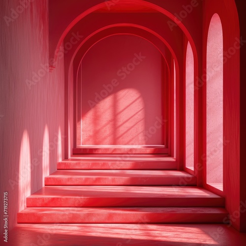 Red Contemporary Counte  3d  illustration