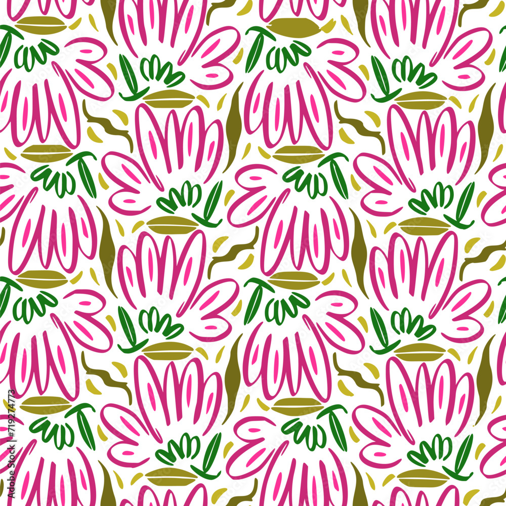 Seamless pattern with flowers in doodle style. Vector Seamless pattern with flowers in doodle style. Vector