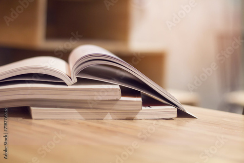 Book in library with open textbook education learning concept.
