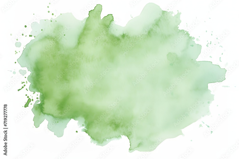 Abstract green watercolor texture with wet brush strokes for wallpaper design