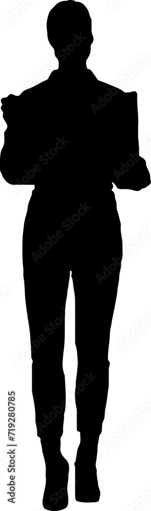 Silhouette of a working woman carrying something. Silhouette of a working woman carrying something.