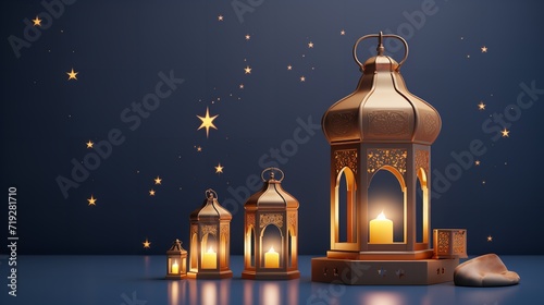 Ramadan kareem greeting background islamic 3d illustration