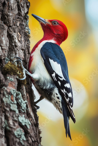 A red-headed woodpecker in its natural habitat