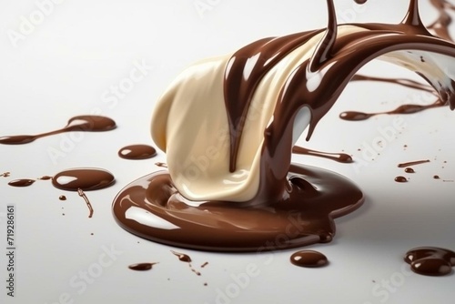 Delicious cream and melted chocolate, perfect for designing packages. Generative AI