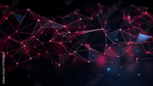 A low polygon plexus design is utilized in this 3d rendering of a modern technology background.