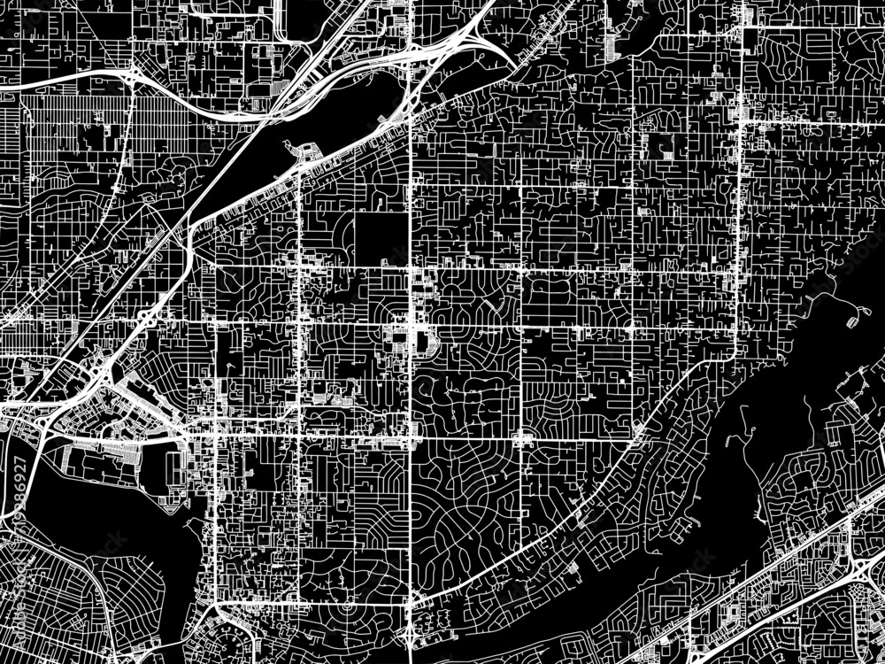 Vector road map of the city of Arden-Arcade  California in the United States of America with white roads on a black background.
