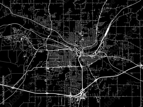 Vector road map of the city of Battle Creek  Michigan in the United States of America with white roads on a black background. photo