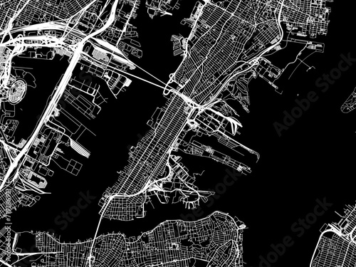 Vector road map of the city of Bayonne  New jersey in the United States of America with white roads on a black background. photo