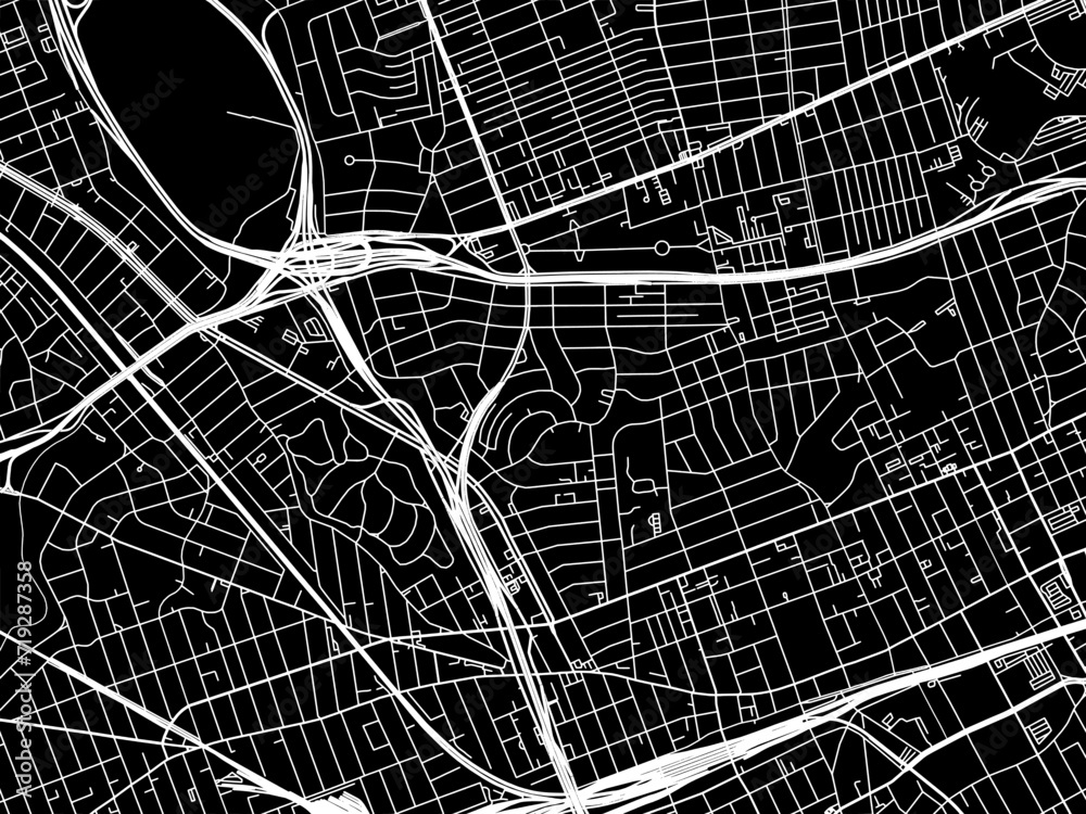 Vector road map of the city of Briarwood  New York in the United States of America with white roads on a black background.