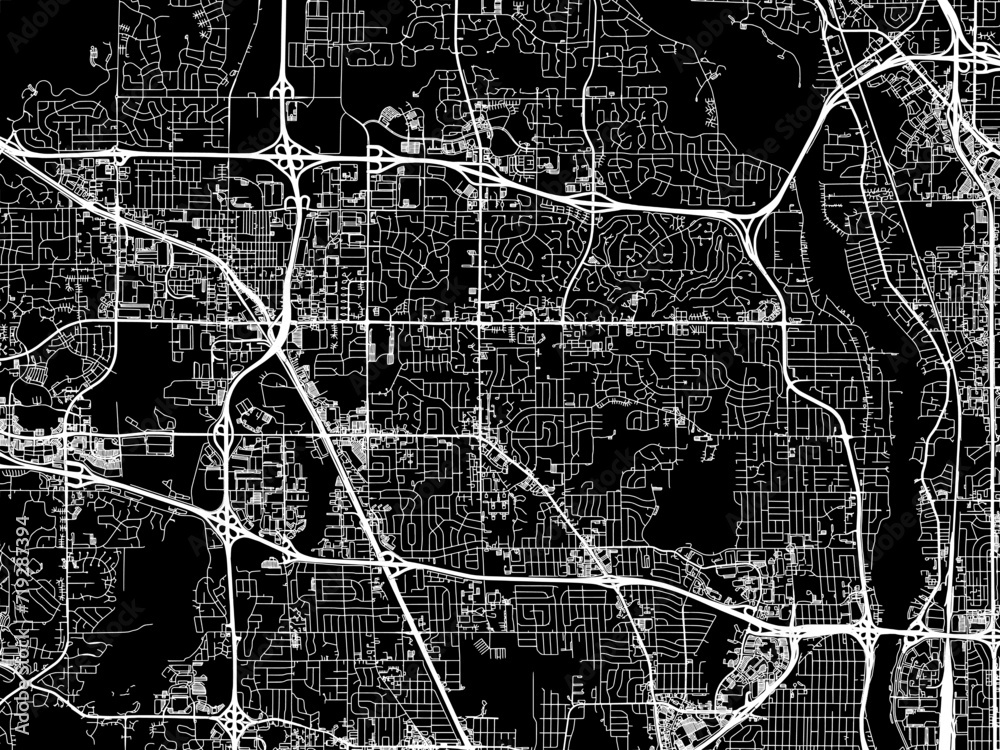Vector road map of the city of Brooklyn Park  Minnesota in the United States of America with white roads on a black background.